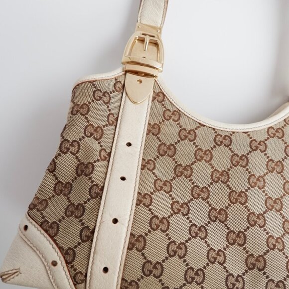 Authentic Preowned Gucci White GG Canvas/Leather Small Shoulder Bag - Picture 11 of 16